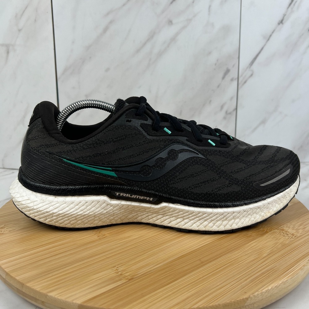 Saucony Triumph 19 Womens Size 12 Black Teal Running Walk Gym Shoes S10678-10